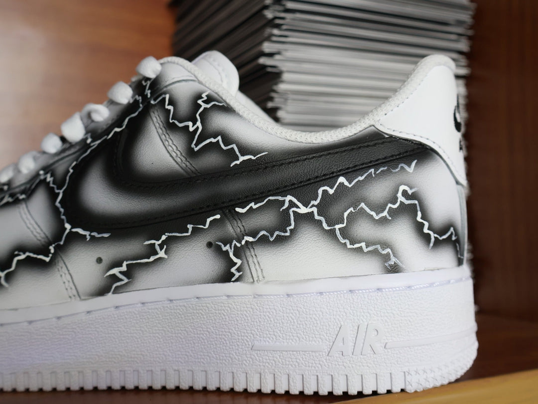 Custom Air Force 1 White With Black Lightning