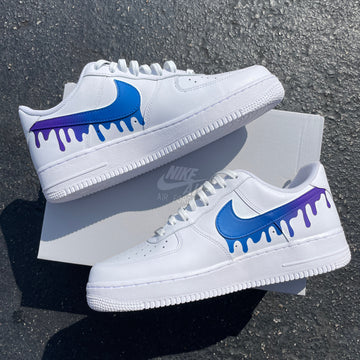 Custom Air Force 1 White With Blue And Purple Drip