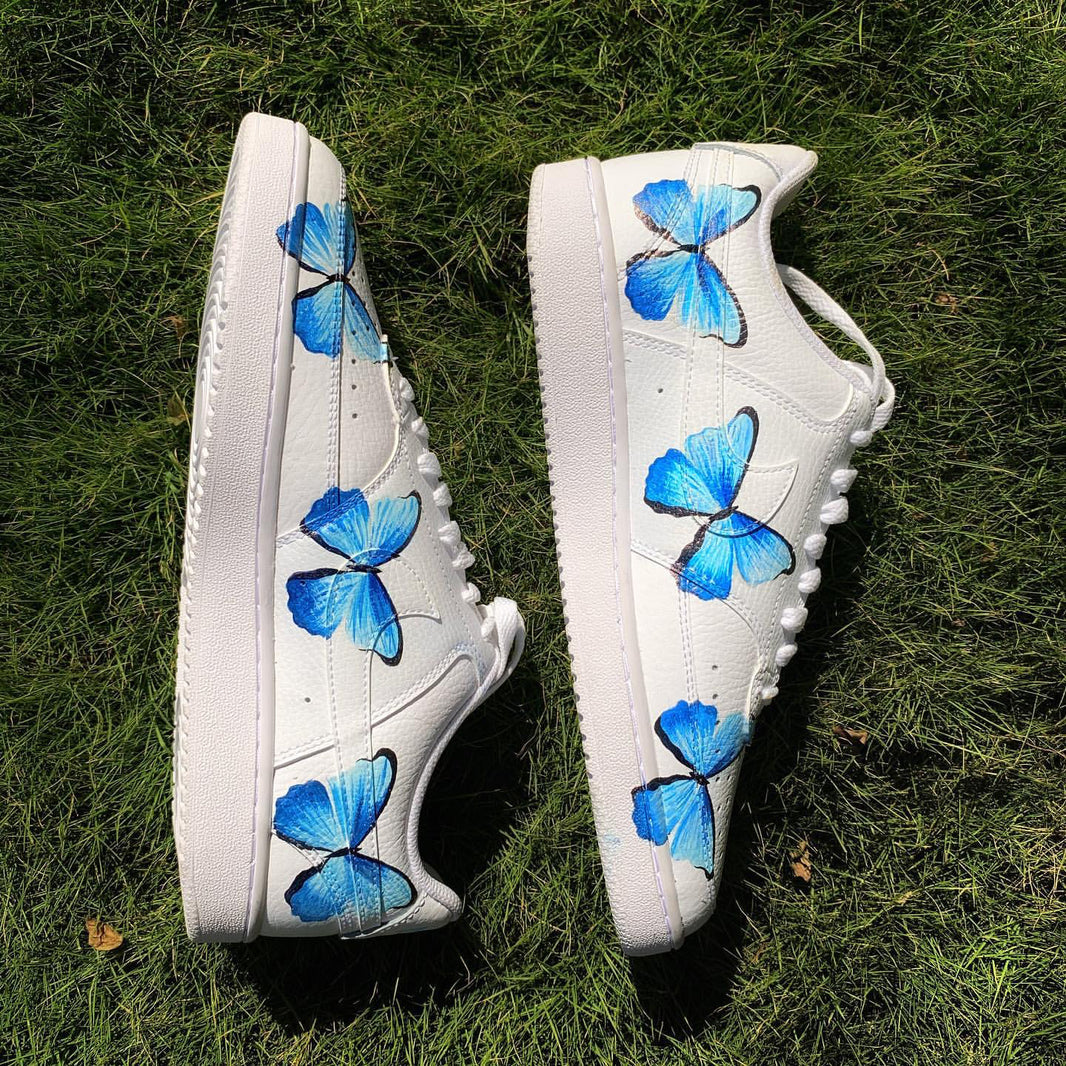 Custom Air Force 1 White With Blue Butterflies