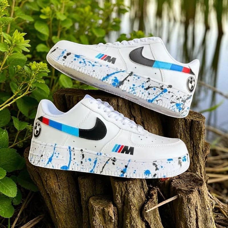 Custom Air Force 1 White with BMW M Splatter Design