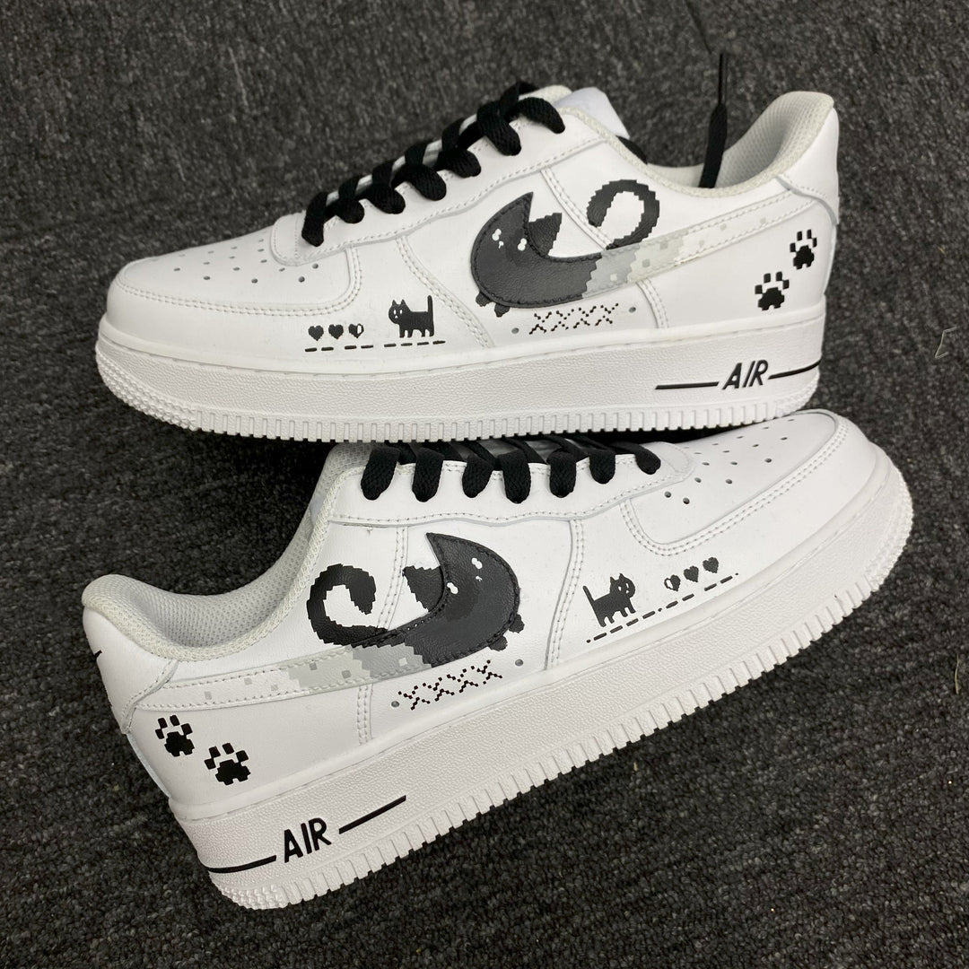 Custom Air Force 1 White With Cat And Paw