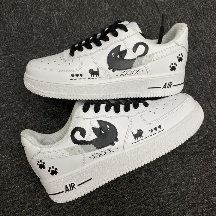 Custom Air Force 1 White With Cat And Paw
