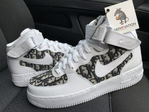 Custom Air Force 1 White With Dior Logo Pattern Mid