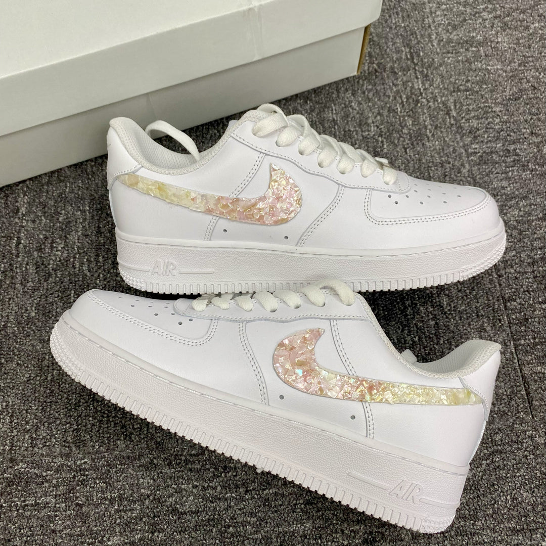 Custom Air Force 1 White With Iridescent Sequin