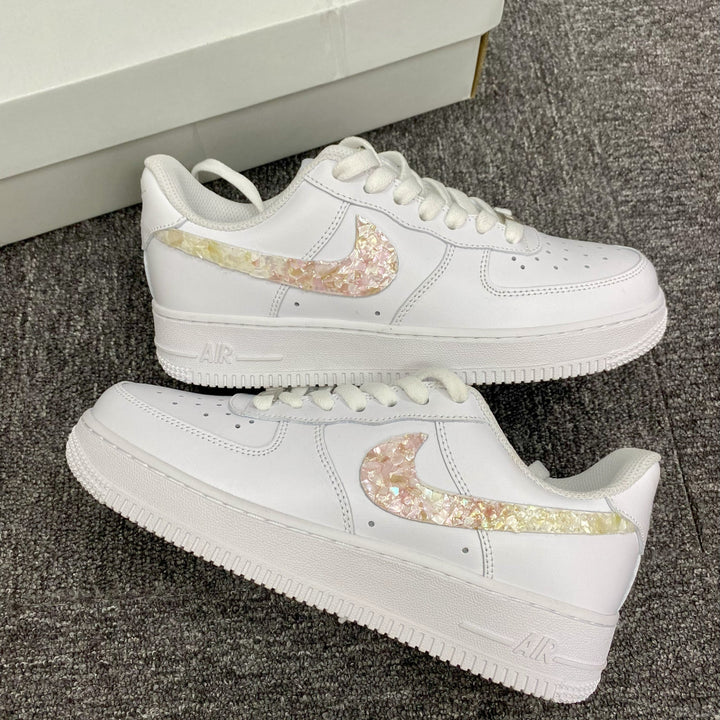Custom Air Force 1 White With Iridescent Sequin