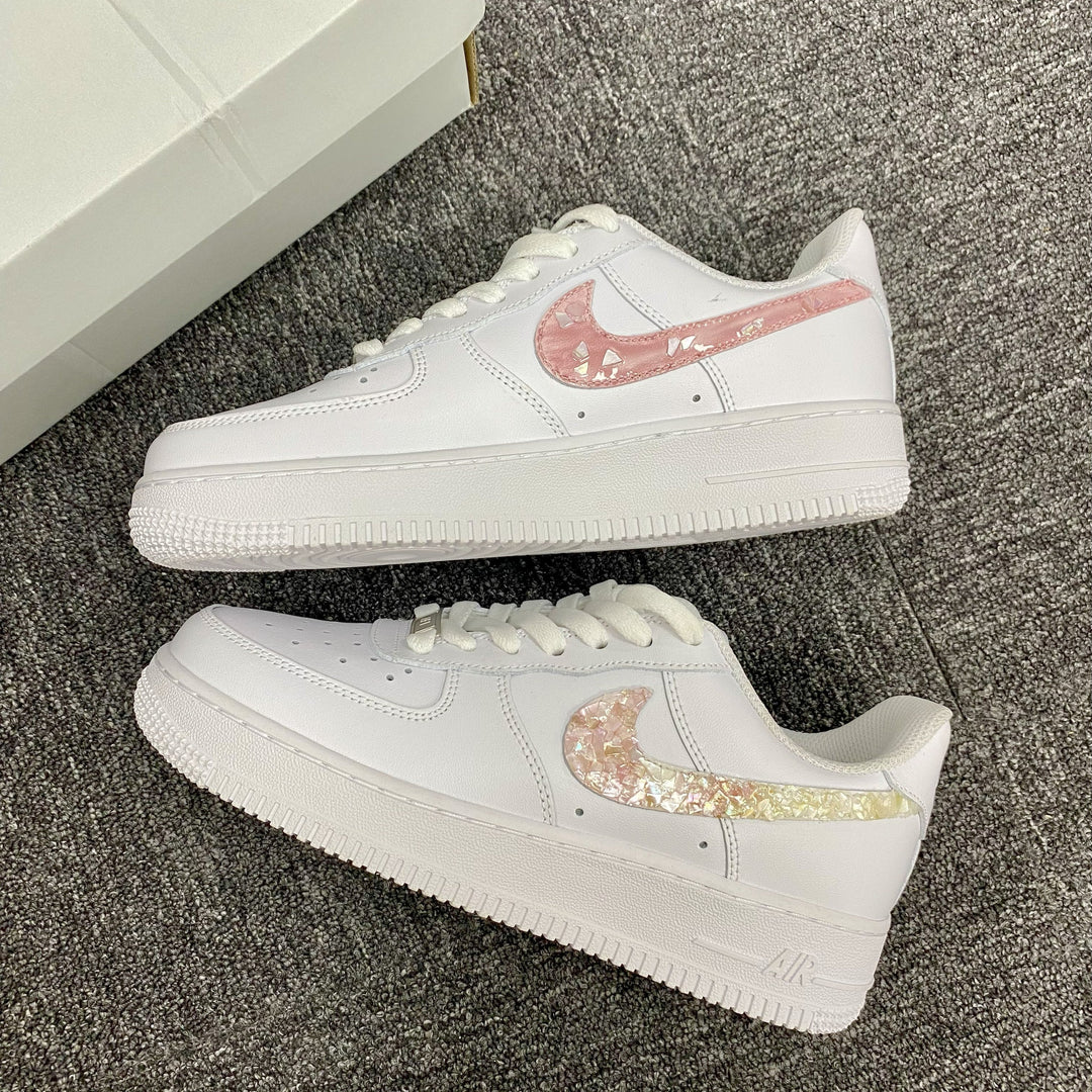 Custom Air Force 1 White With Iridescent Sequin