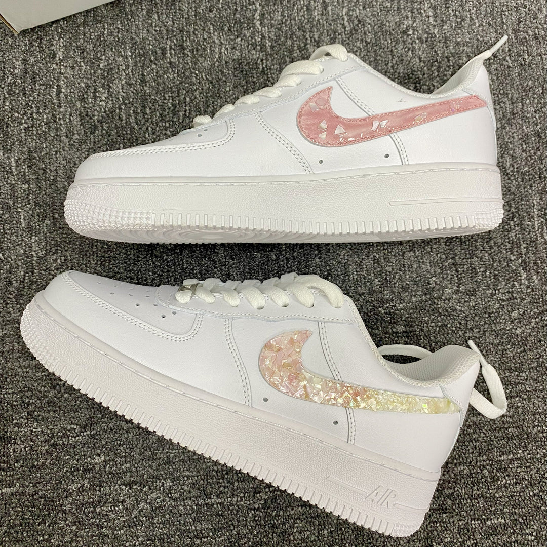 Custom Air Force 1 White With Iridescent Sequin