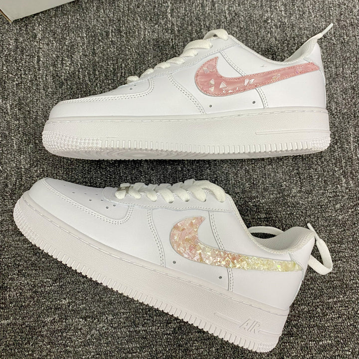 Custom Air Force 1 White With Iridescent Sequin