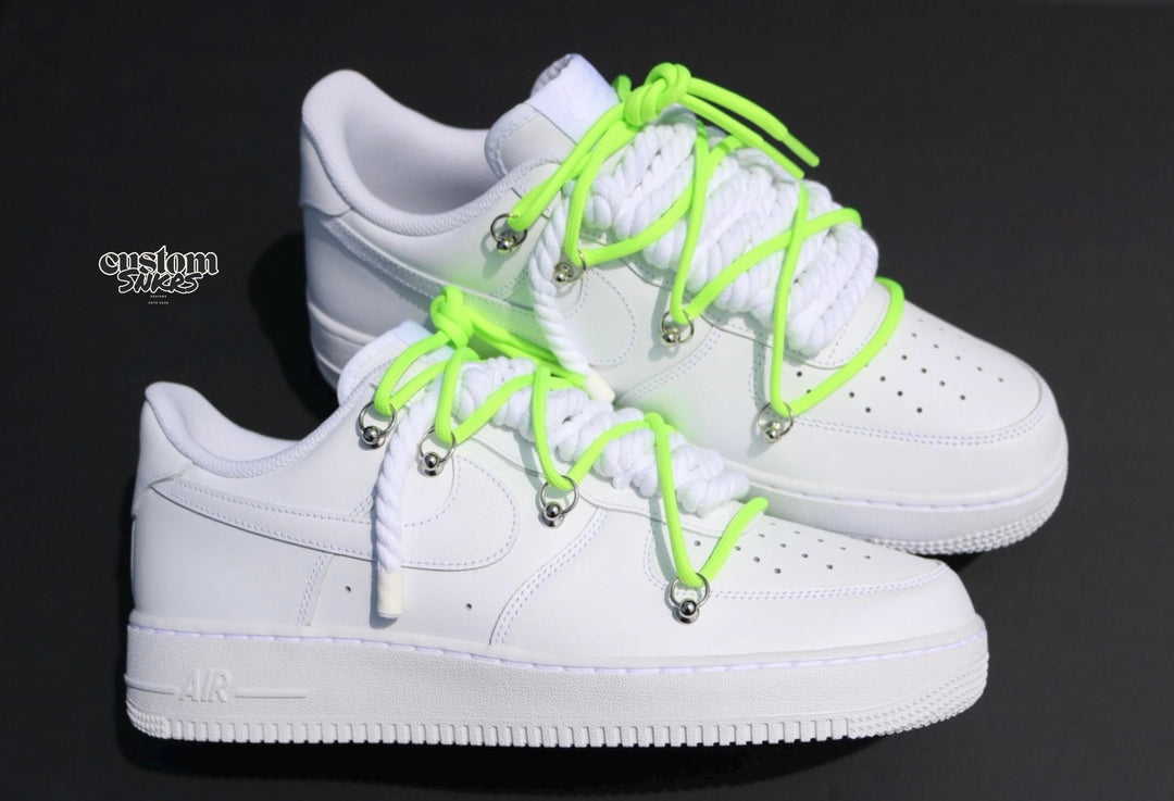 Custom Air Force 1 White with Neon Green Laces