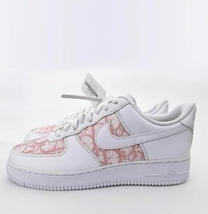 Custom Air Force 1 White With Pink Dior - like Pattern