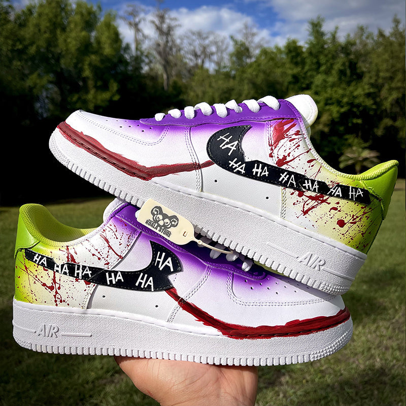 Custom Air Force 1 White With Purple And Green Gradient And Blood - Splatter