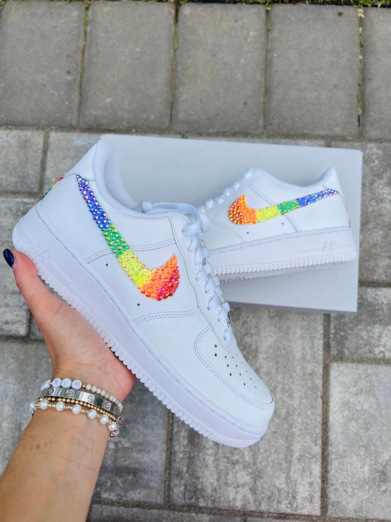 Custom Air Force 1 White With Rainbow Glitter