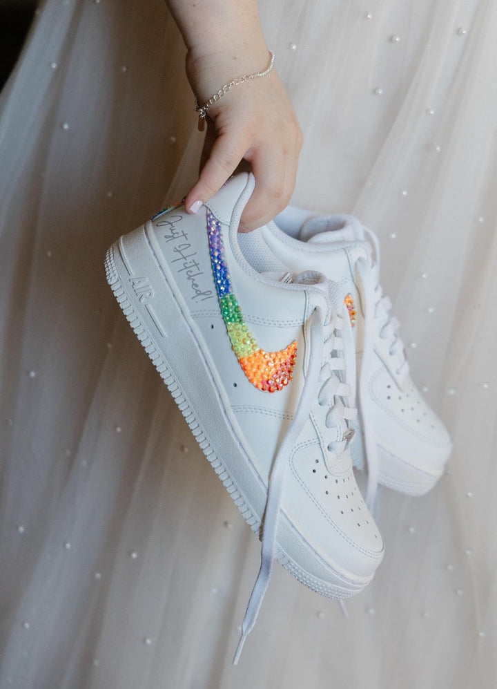 Custom Air Force 1 White With Rainbow Glitter