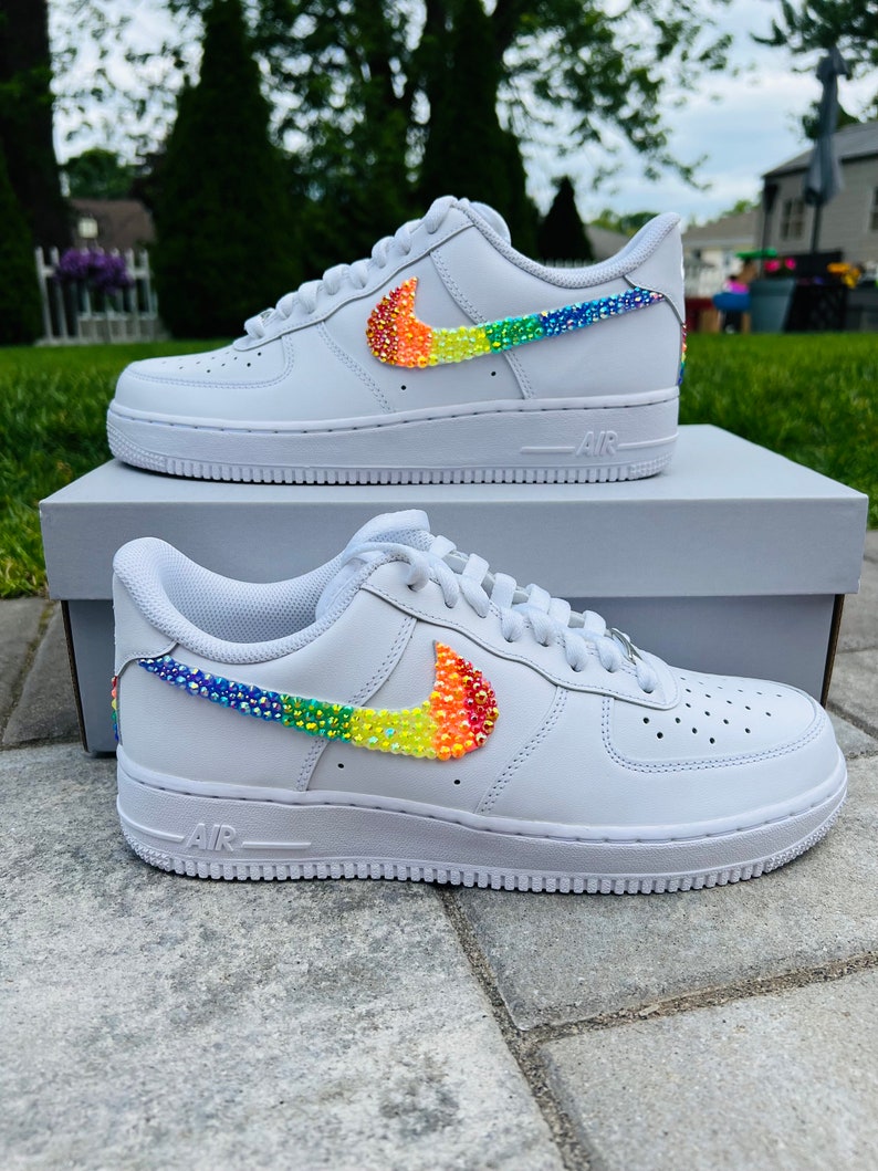 Custom Air Force 1 White With Rainbow Glitter
