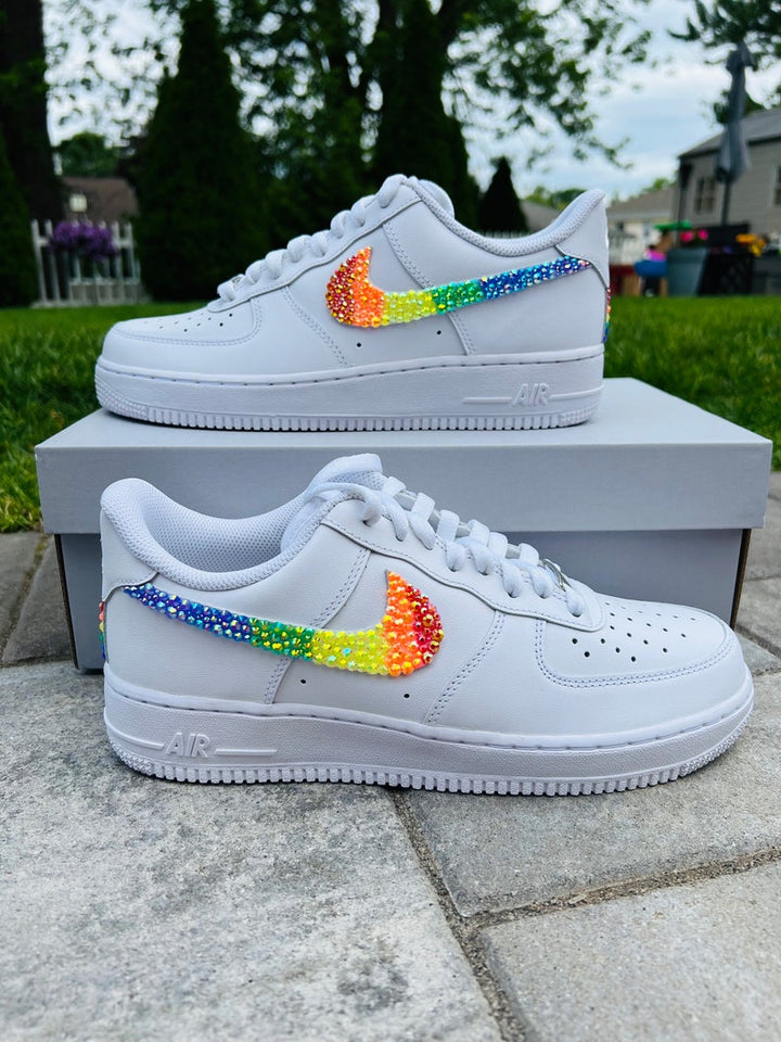 Custom Air Force 1 White With Rainbow Glitter