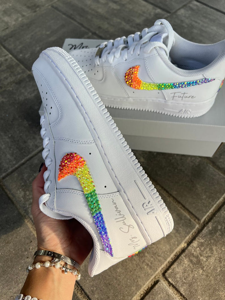 Custom Air Force 1 White With Rainbow Glitter