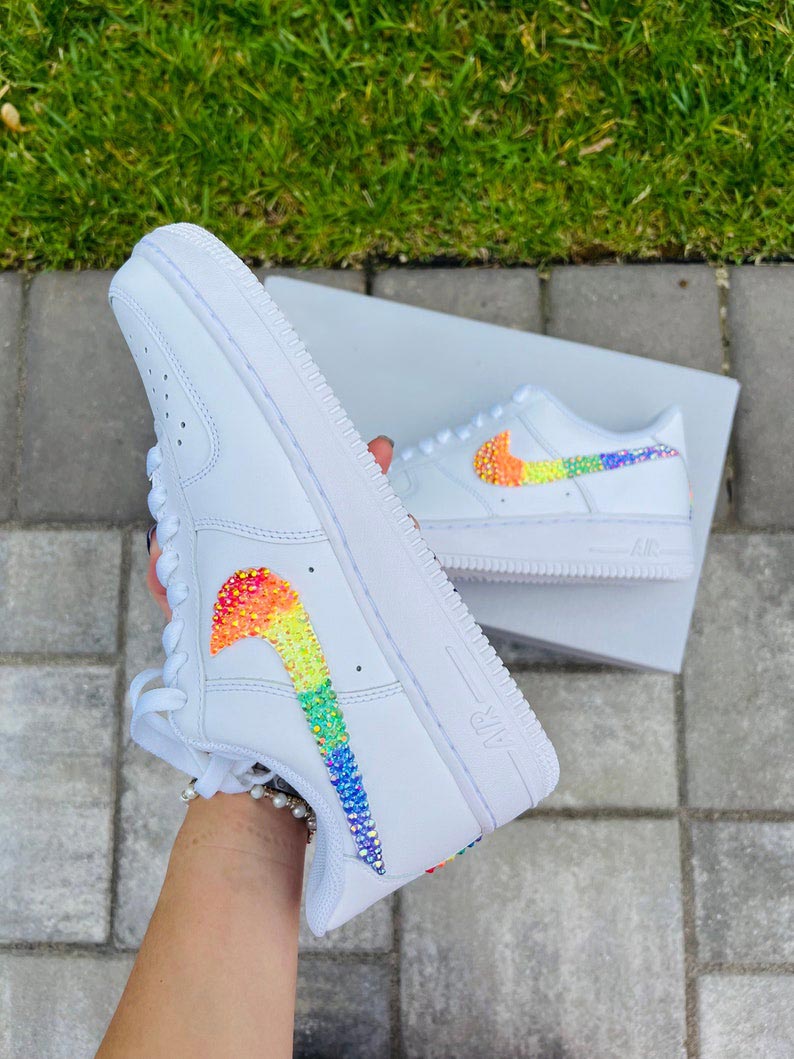 Custom Air Force 1 White With Rainbow Glitter