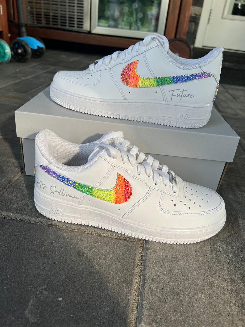 Custom Air Force 1 White With Rainbow Glitter