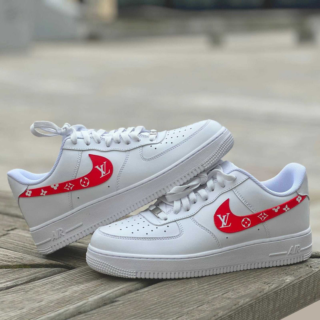 Custom Air Force 1 White With Red LV Logo
