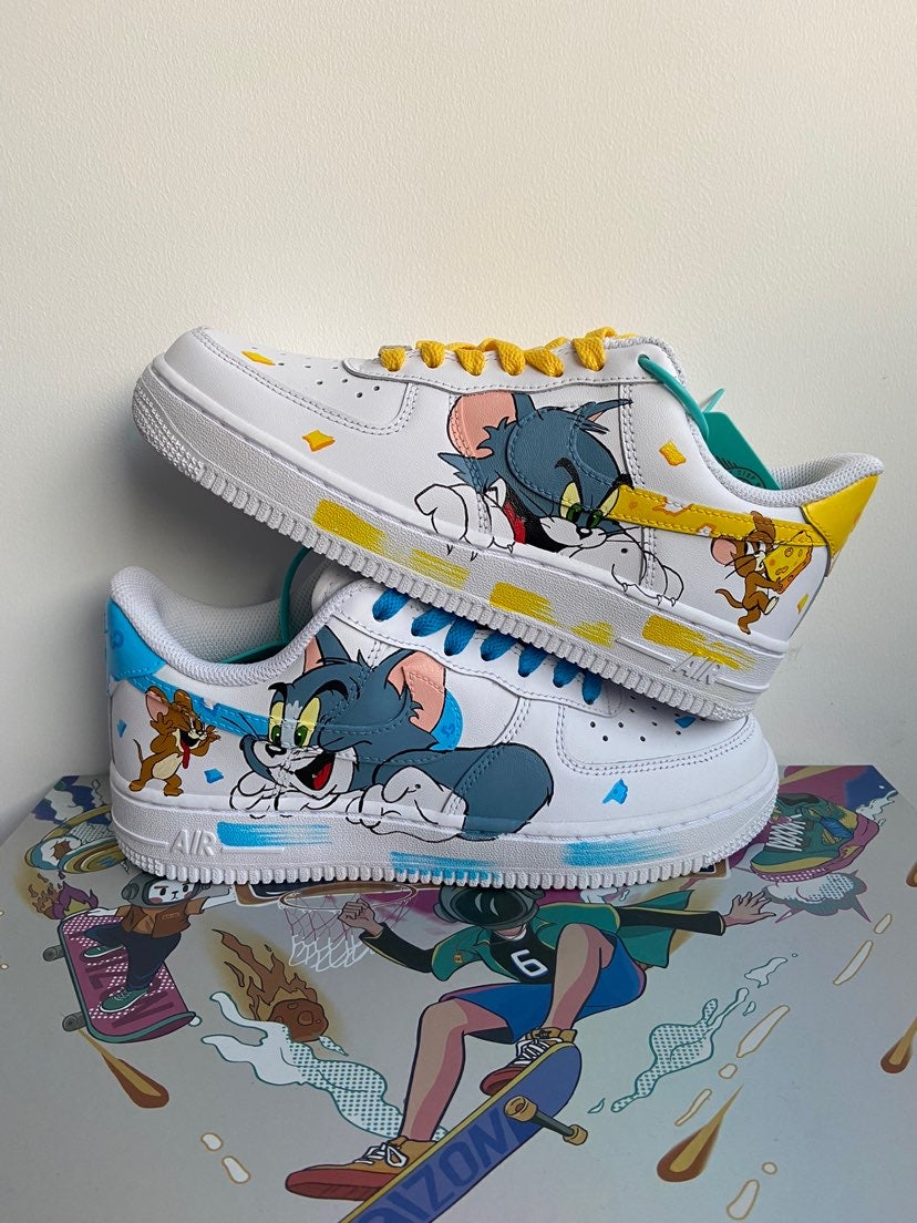 Custom Air Force 1 White With Tom And Jerry Cartoon