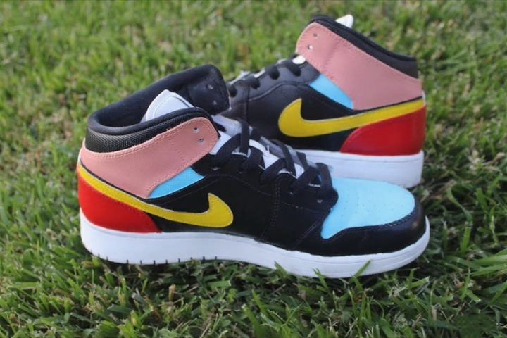 Custom Air Jordan 1 Baby Blue Baby Pink Black Red Color - Blocked