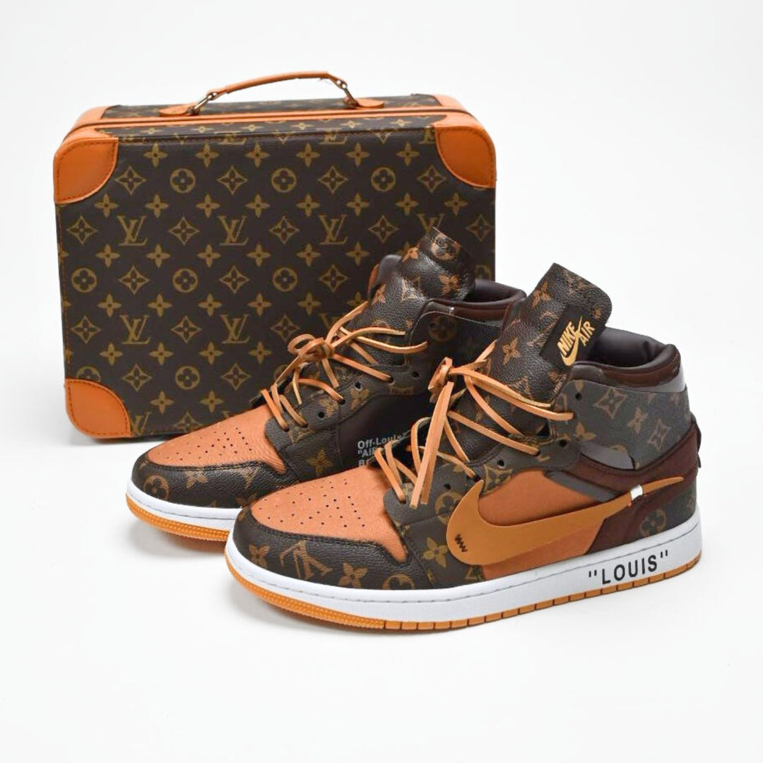 Custom Air Jordan 1 Brown LV Pattern
