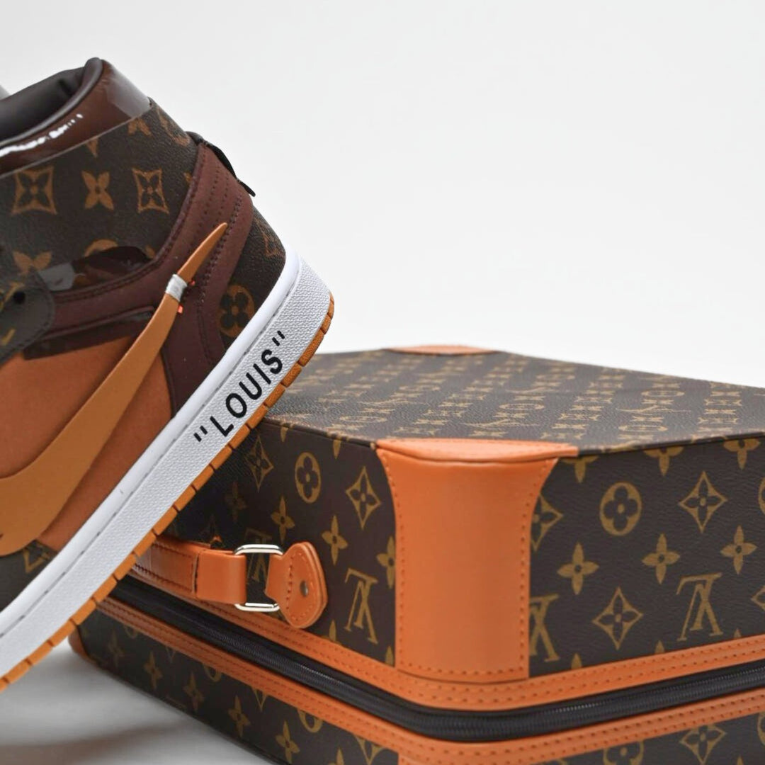 Custom Air Jordan 1 Brown LV Pattern