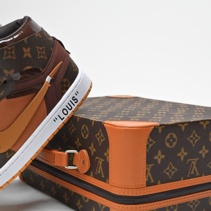 Custom Air Jordan 1 Brown LV Pattern