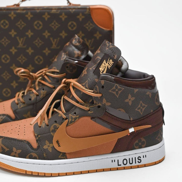 Custom Air Jordan 1 Brown LV Pattern