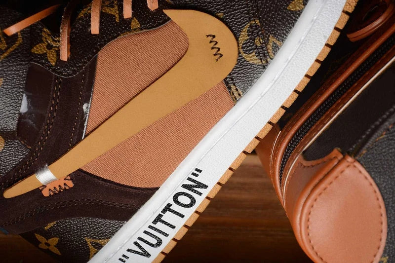 Custom Air Jordan 1 Brown LV Pattern