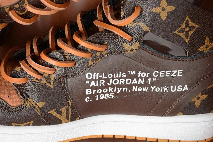 Custom Air Jordan 1 Brown LV Pattern