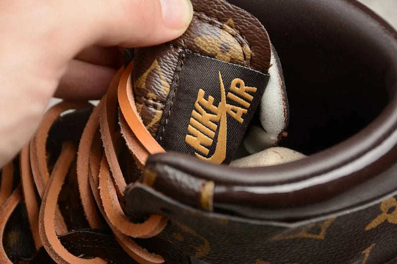 Custom Air Jordan 1 Brown LV Pattern