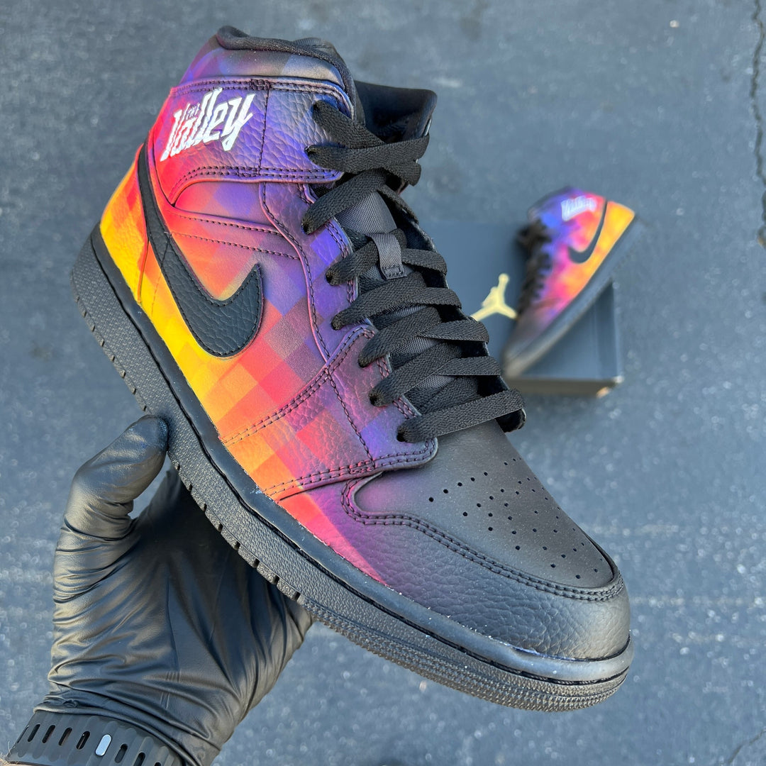 Custom Air Jordan 1 Multicolored With Checkerboard Pattern