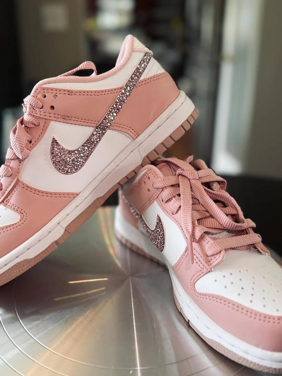 Custom Dunk Baby Pink Rhinestones Design