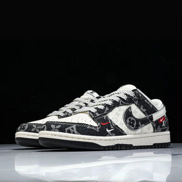 Custom Dunk Black and White LV Pattern