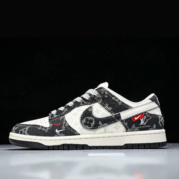 Custom Dunk Black and White LV Pattern