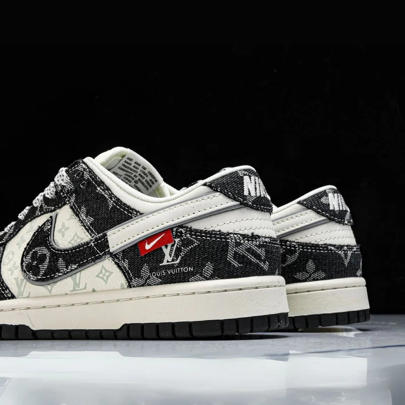 Custom Dunk Black and White LV Pattern