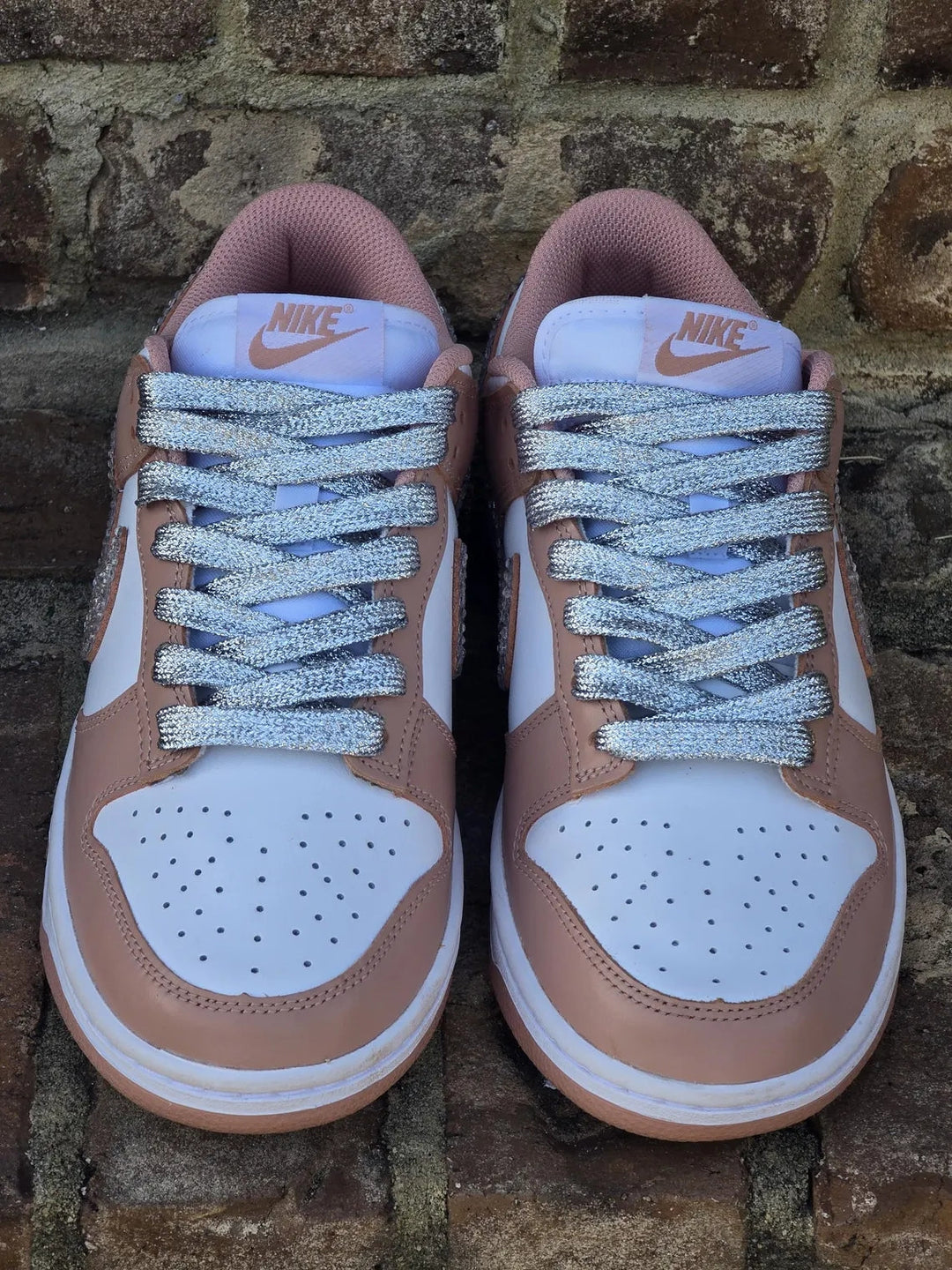 Custom Dunk Brown White with Rhinestones