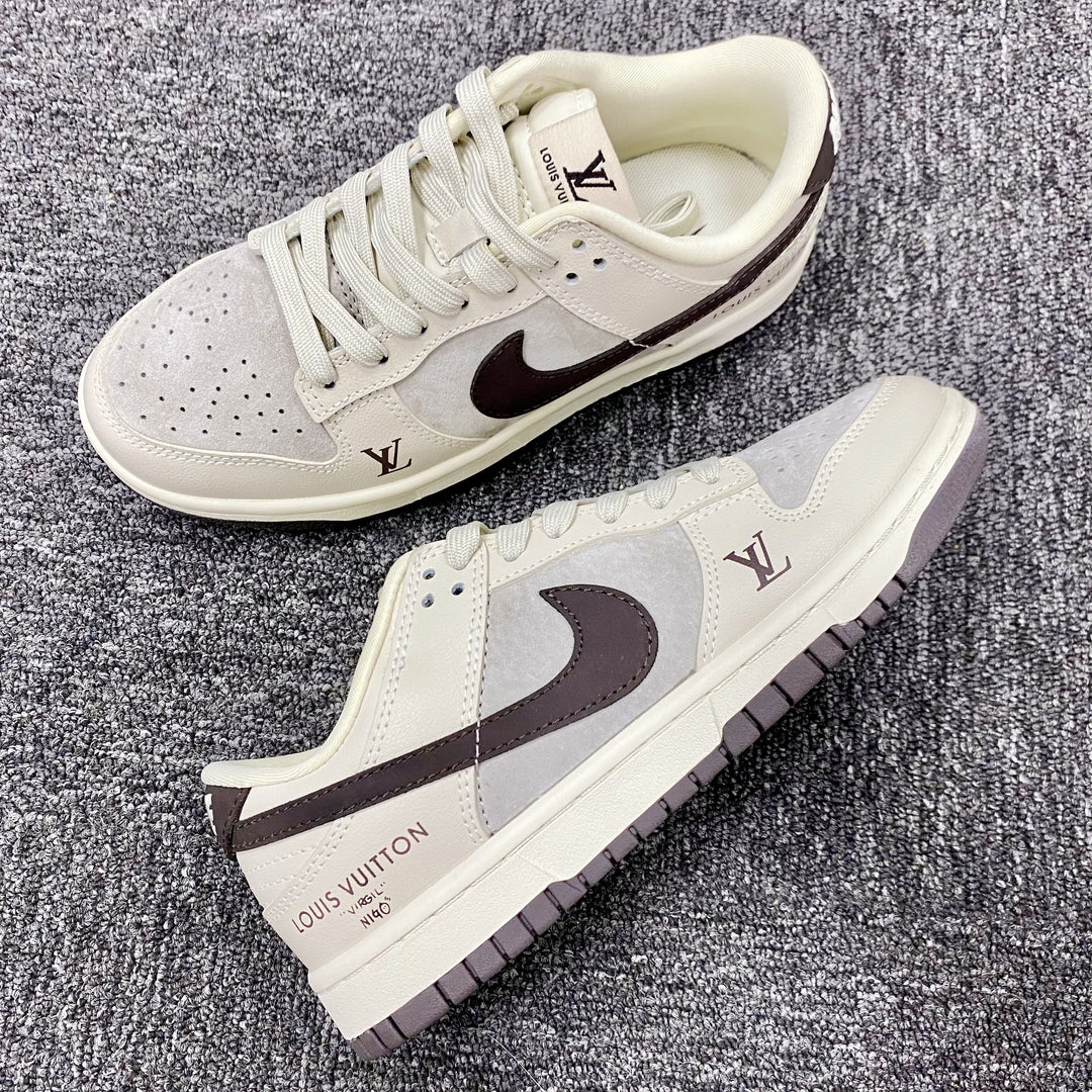 Custom Dunk Cream LV Logo