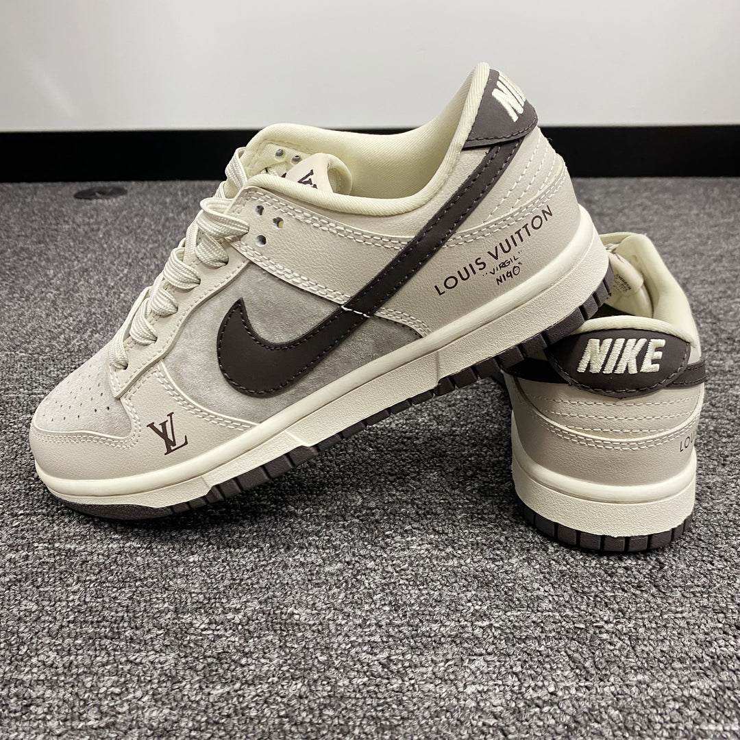 Custom Dunk Cream LV Logo