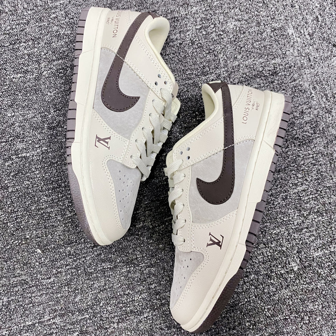 Custom Dunk Cream LV Logo