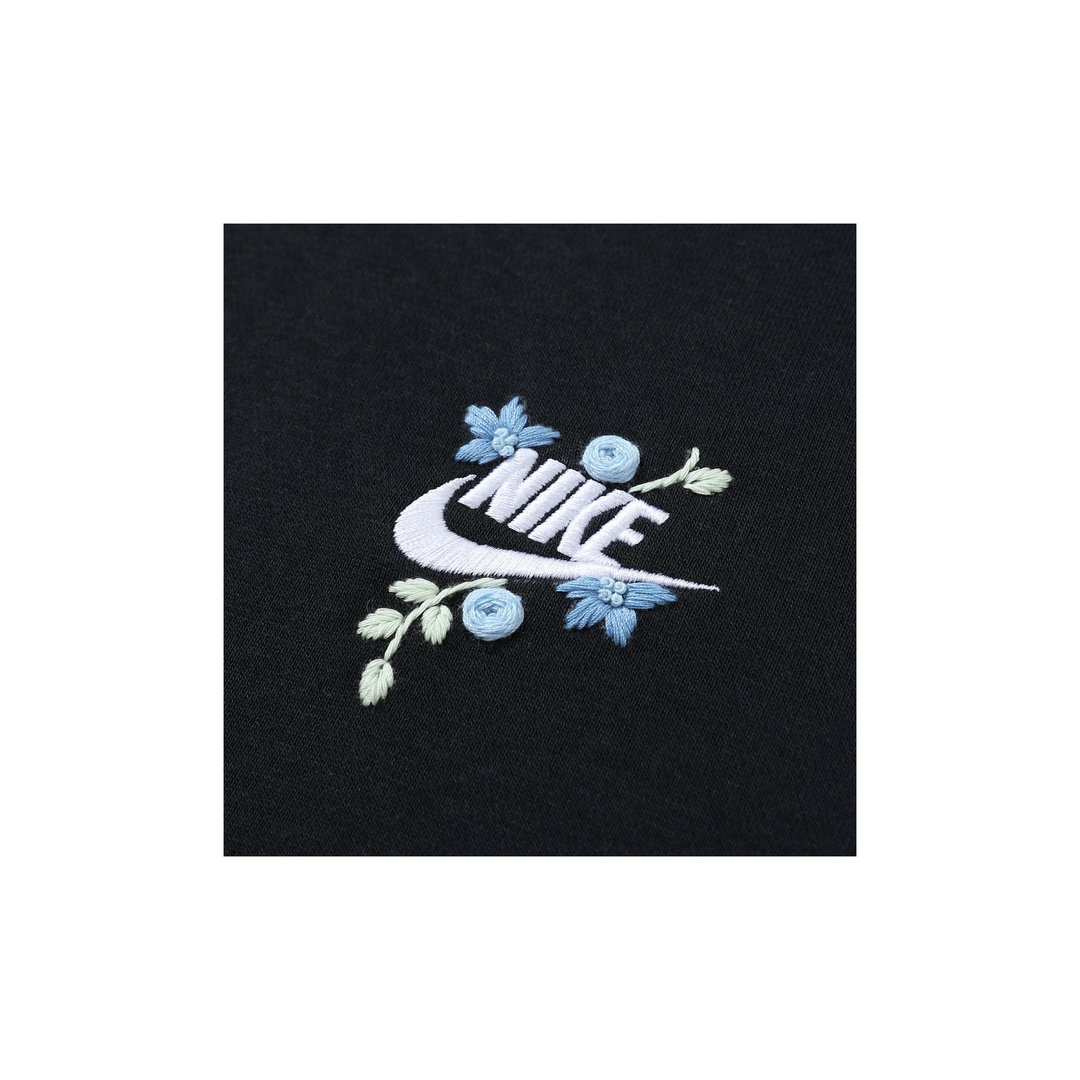 Custom Embroidery Nike Sweatshirt Black With Blue Floral