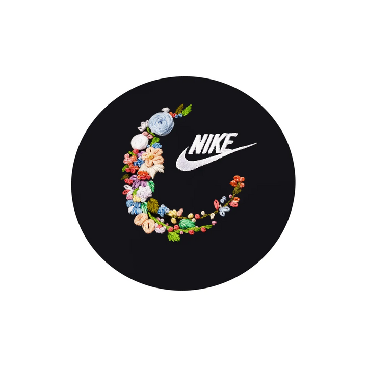 Custom Embroidery Nike Sweatshirt Black With Floral Crescent Design