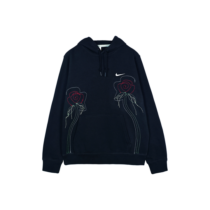 Custom Embroidery Nike Sweatshirt Black With Rose Pattern