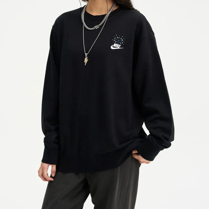 Custom Embroidery Nike Sweatshirt With Fireworks Pattern Black