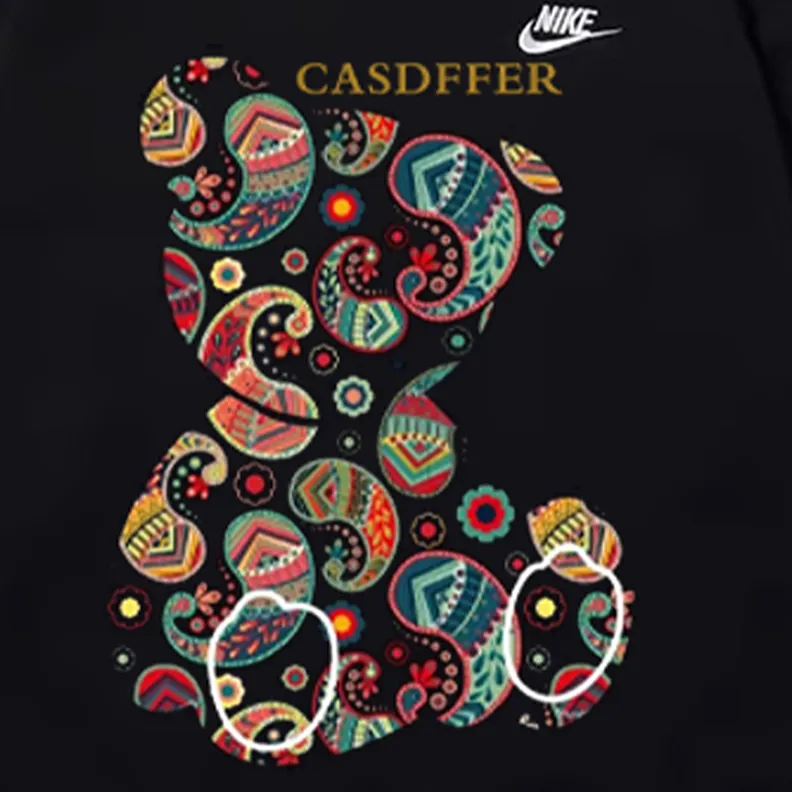 Custom Nike Sweatshirt Black Paisley Bear Design