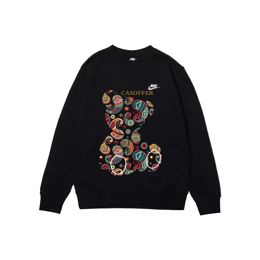 Custom Nike Sweatshirt Black Paisley Bear Design