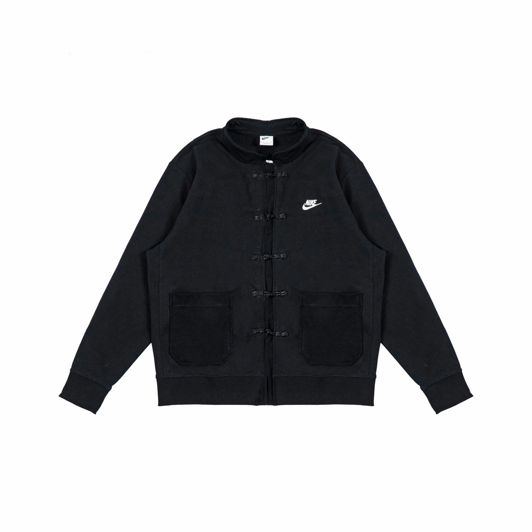 Custom Nike Sweatshirt Black With Chinese Knot Buttons