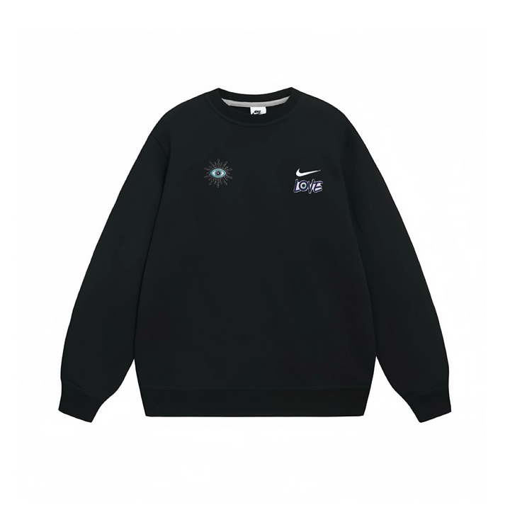 Custom Nike Sweatshirt Black With Eye And Love