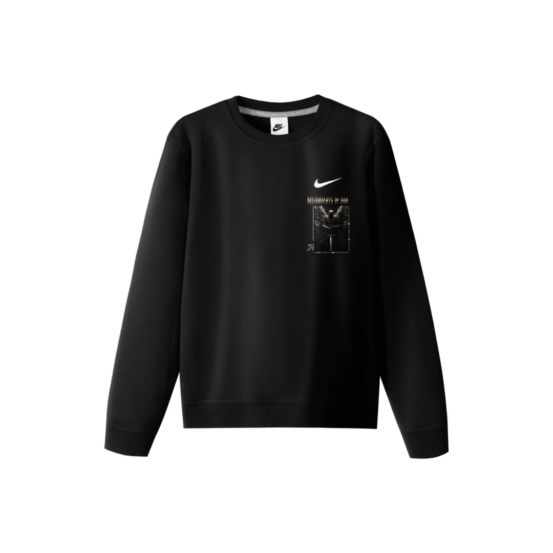 Custom Nike Sweatshirt Black With Fantasy Knight Pattern